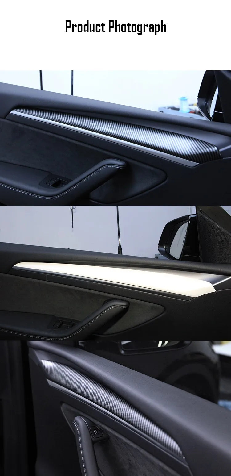 Heenvn For Tesla Model 3 2023 Carbon Fiber ABS Car Center Console Panel Trim Model Y 2022 Accessories Tesla Model 3 Dashboard