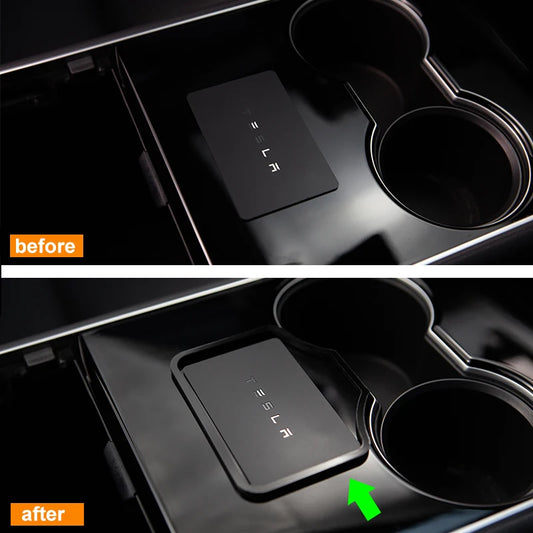 Heenvn Model 3 Car Engine Start Card Key Trim Frame Holder Fixer Limiting Sticker For Tesla Model Y 2023 Accessories