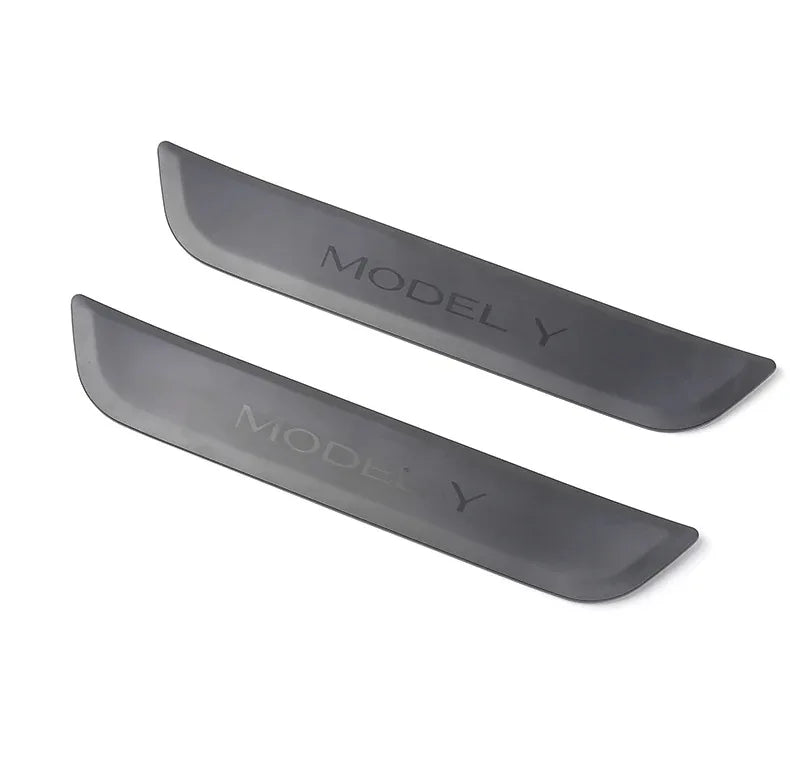 2pcs Rear Door Sill Guards For Tesla Model Y ABS Inner Protector Plate Cover Trim Car Anti-Dirty Bumper Welcome Pedal Kick Pad