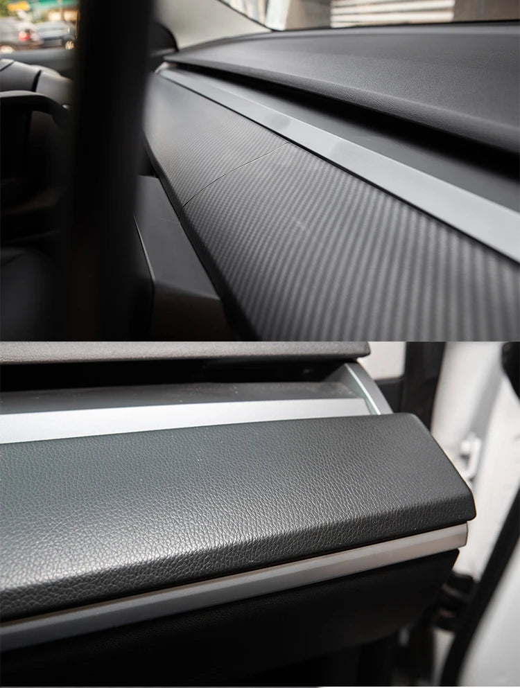 Heenvn For Tesla Model 3 2023 Carbon Fiber ABS Car Center Console Panel Trim Model Y 2022 Accessories Tesla Model 3 Dashboard