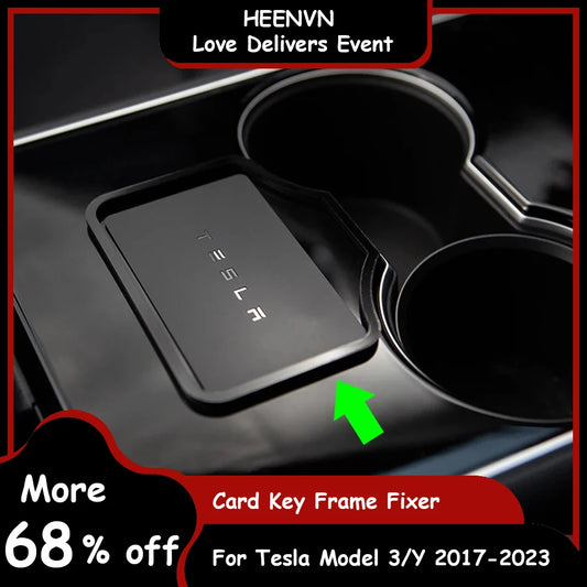 Heenvn Model 3 Car Engine Start Card Key Trim Frame Holder Fixer Limiting Sticker For Tesla Model Y 2023 Accessories