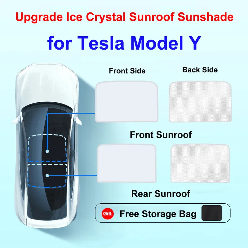 Sun Shades For Tesla Model Y Juniper 2025 LAUNCH Model 3+ Highland 2024 Ice Cloth Buckle Sun Glass Front Rear Sunroof Skylight