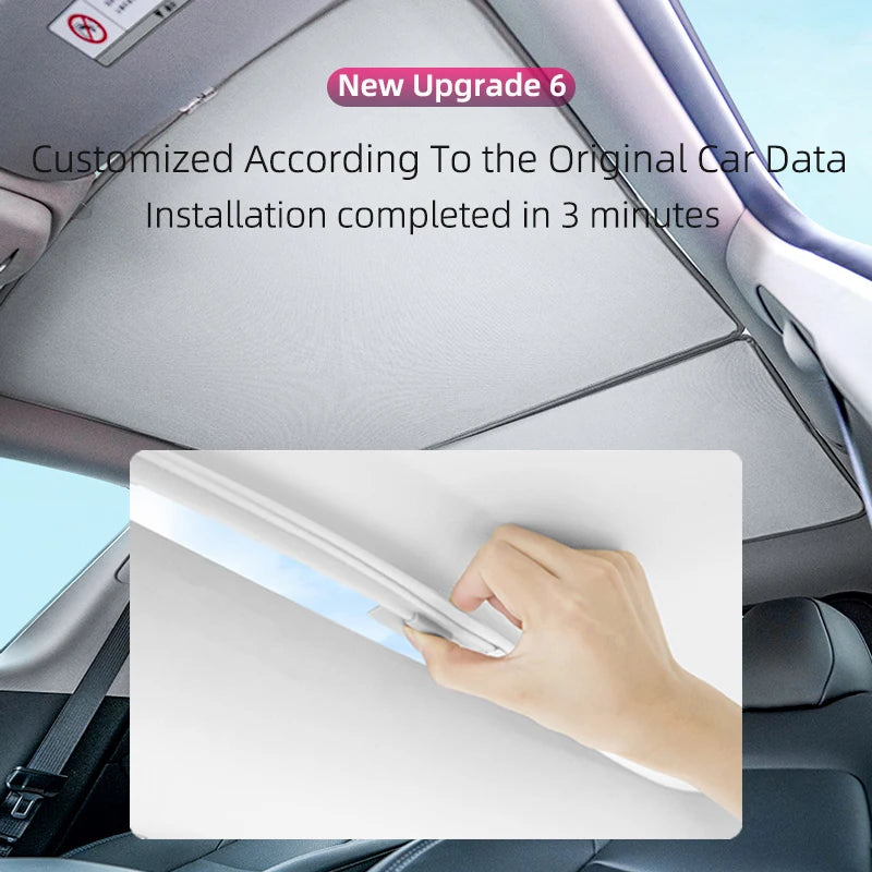 For Tesla Model 3 Y 2021-2024 highland Ice Cloth Buckle SunShades Glass Roof Sunshade Front Rear Sunroof Skylight