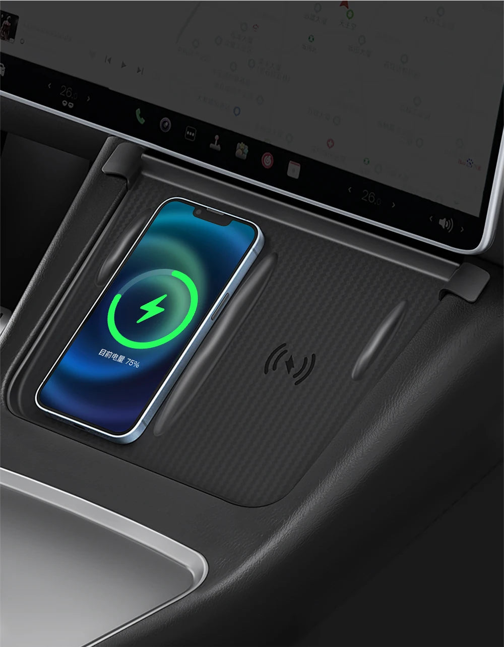 YZ For Tesla Model 3 Y Highland Juniper 2021-2025 Silicone Anti-skid Pad For Tesla Car Phone Wireless Charging Pad Accessories