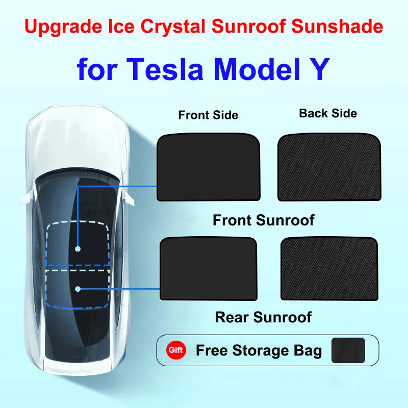 Sun Shades For Tesla Model Y Juniper 2025 LAUNCH Model 3+ Highland 2024 Ice Cloth Buckle Sun Glass Front Rear Sunroof Skylight