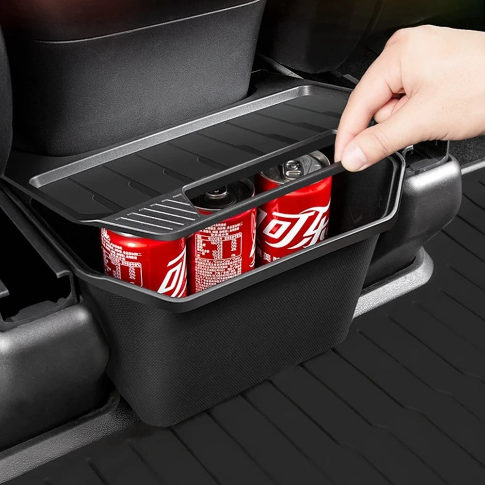 Rear Seat Storage Box for Tesla Model Y Juniper 2025-2021 Organizer Center Console Bins Backseat Trash Can Garbage Accessories