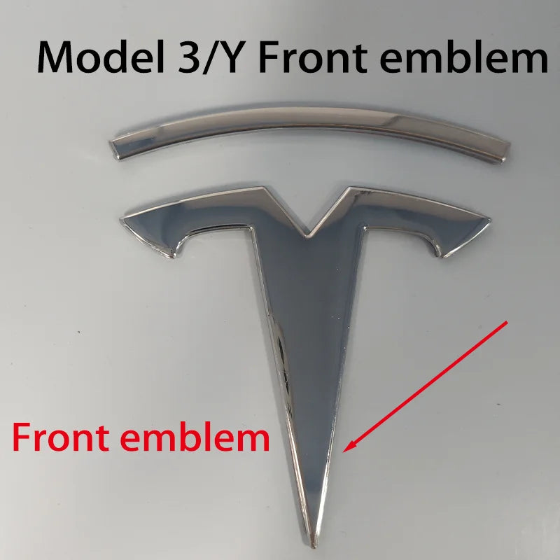 Tesla Car Front Emblem Rear Trunk Emblem Sticke for Model 3 Mode Y metal logo replacement rear and rear logos blackening