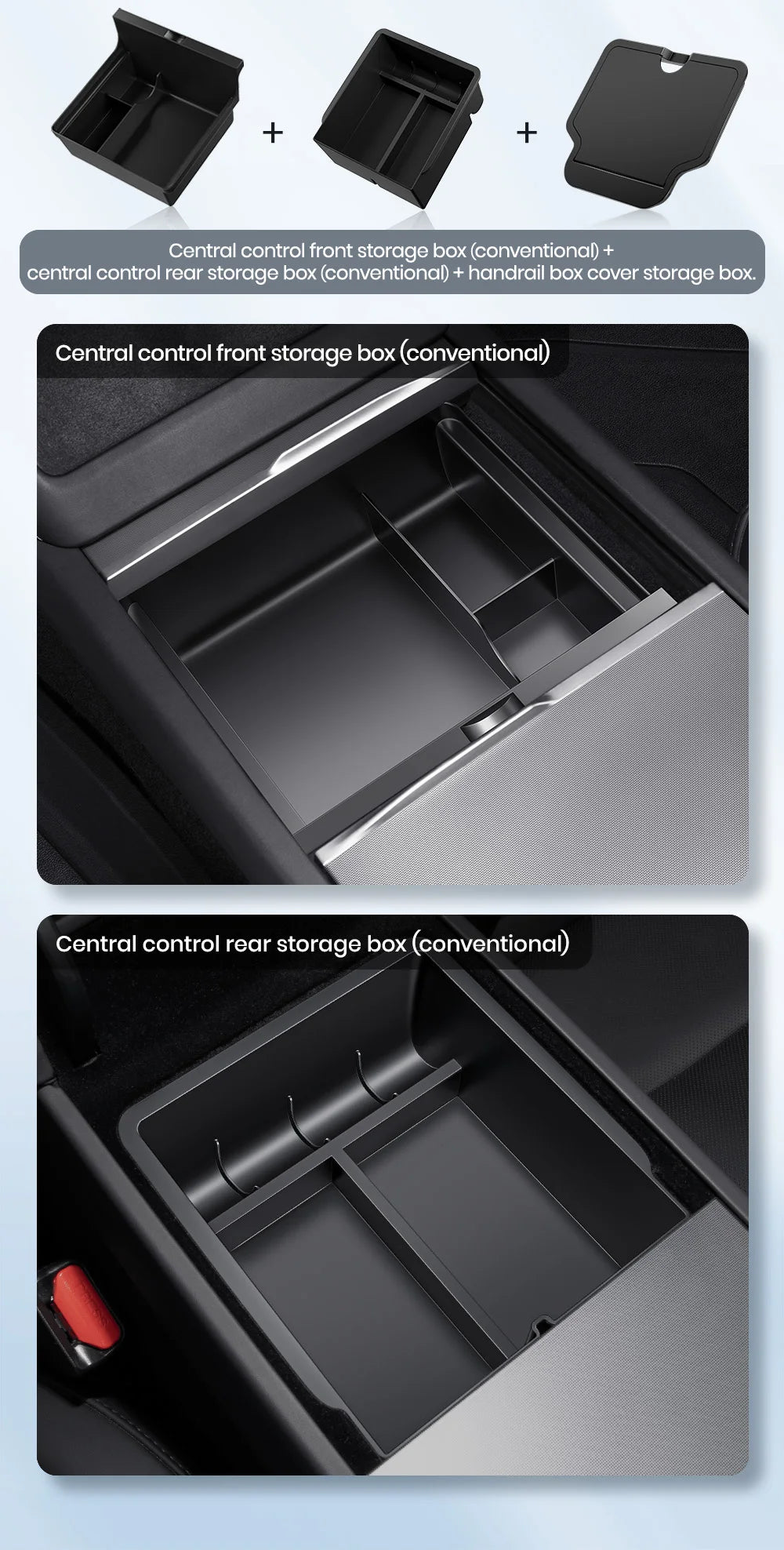 For Tesla Model 3 Highland 2025 Model Y 2021-2025 Center Armrest Hidden Storage Box Cup Holder Console Organizer Box Accessories
