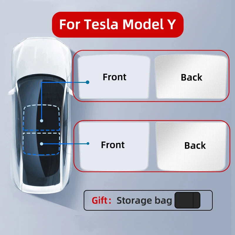 For Tesla Model 3 Y 2021-2024 highland Ice Cloth Buckle SunShades Glass Roof Sunshade Front Rear Sunroof Skylight