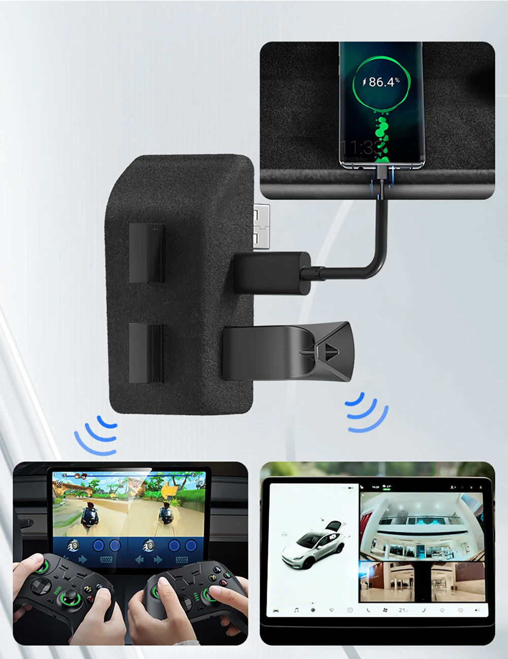 YZ For Tesla Model 3 Y Highland Juniper 2021-2025 Glove Box Flocking USB HUB Adapter Quick Charger Car Accessories