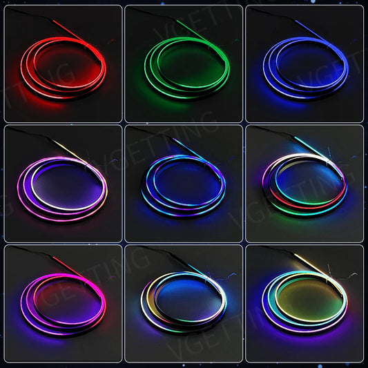 Vgetting For Tesla Car Ambient Lights USB LED Interior RGB Symphony Atmosphere Lamp APP Control Remote For Universal Car Models