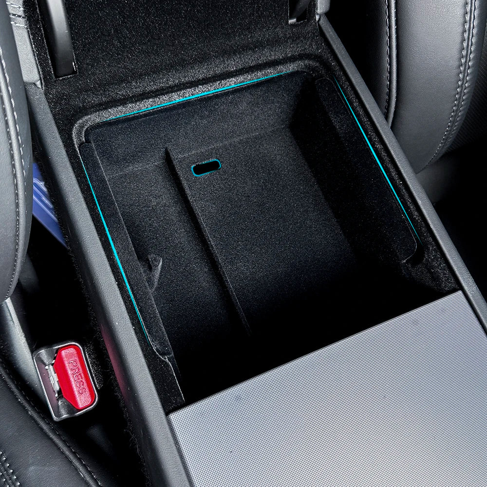 for Tesla Model 3 Highland 2024 Console Armrest Storage box Interior Organizer ABS Rubber Pad or Flocking