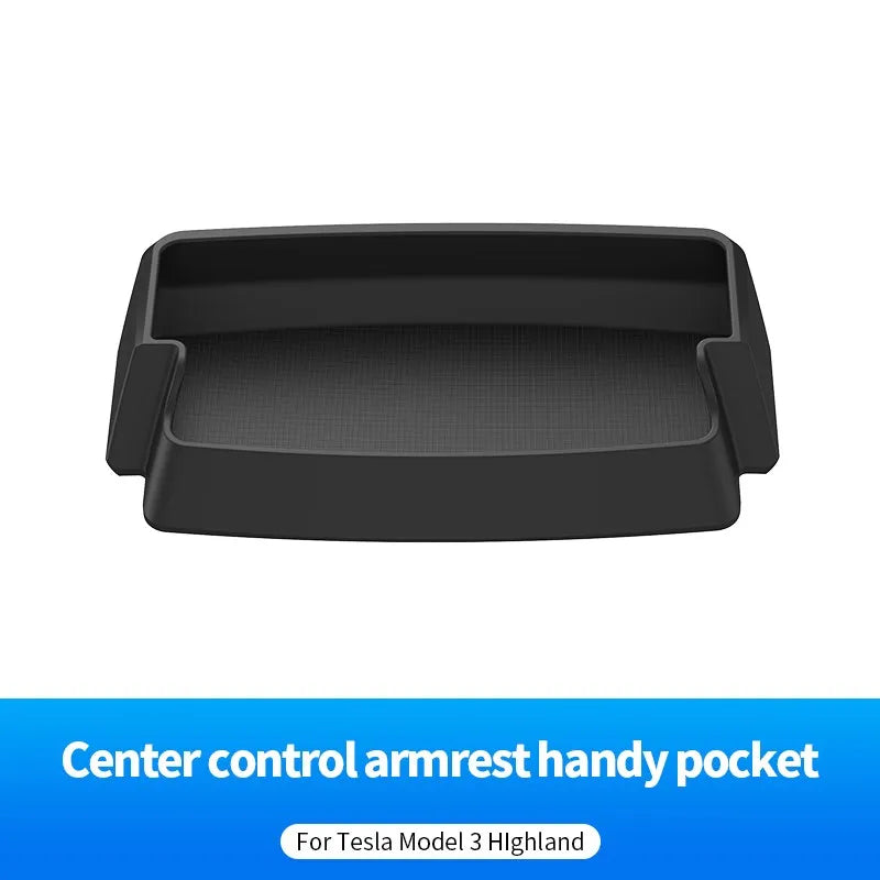 For Tesla Model 3 HIghland Armrest Glasses Storage Box For 2024 Tesla Model 3 Silicone Phone Storage Pocket