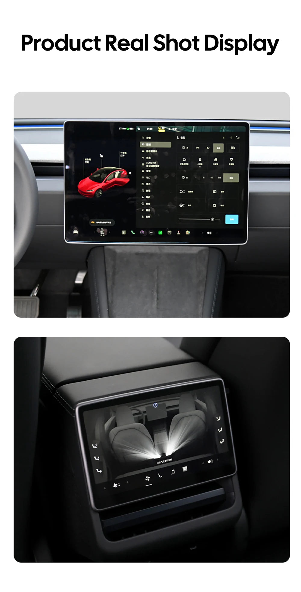 Tempered Glass Film Protector for New Tesla Model Y Juniper 2025 Launch Model 3 Highland 2024 Front and Rear Screen Protective