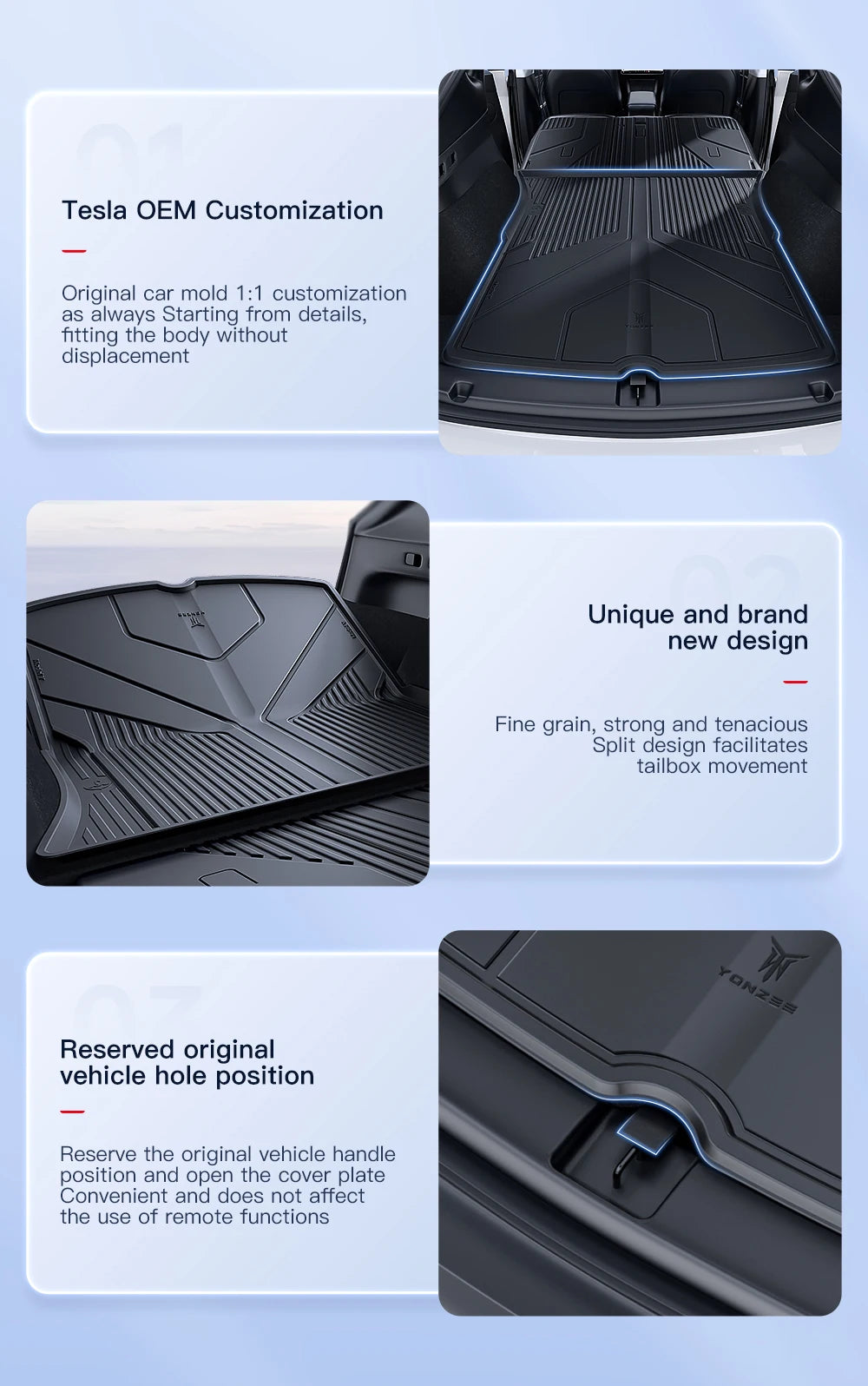 YZ For Tesla Model Y Model 3 All-Weather Waterproof TPE Seat Cover Foot Pad Trunk Mats 2021-2023 Tesla  Car Accessories