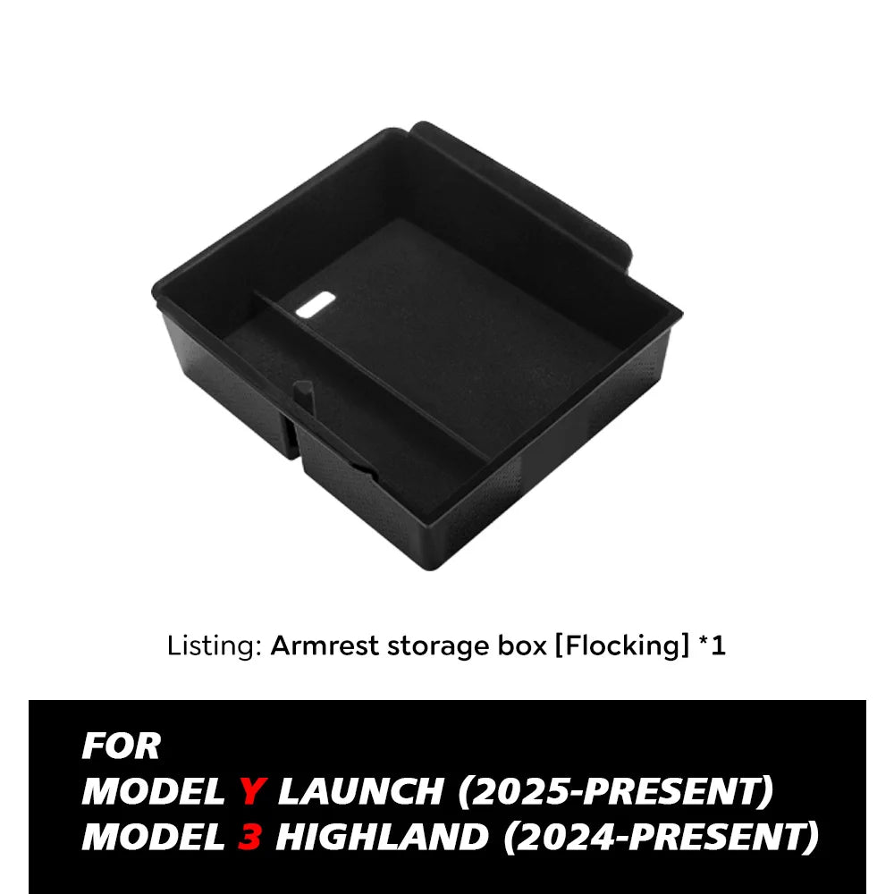 for Tesla Model 3 Highland 2024 Console Armrest Storage box Interior Organizer ABS Rubber Pad or Flocking