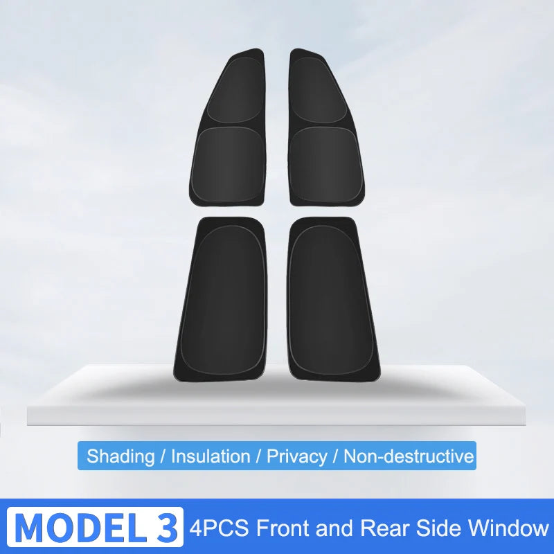 Car Sun Shade for Tesla Model 3 Y 2017-2025 Windshield Sunshade Cover Protector Front Side Window Privacy Blind Shading Kids