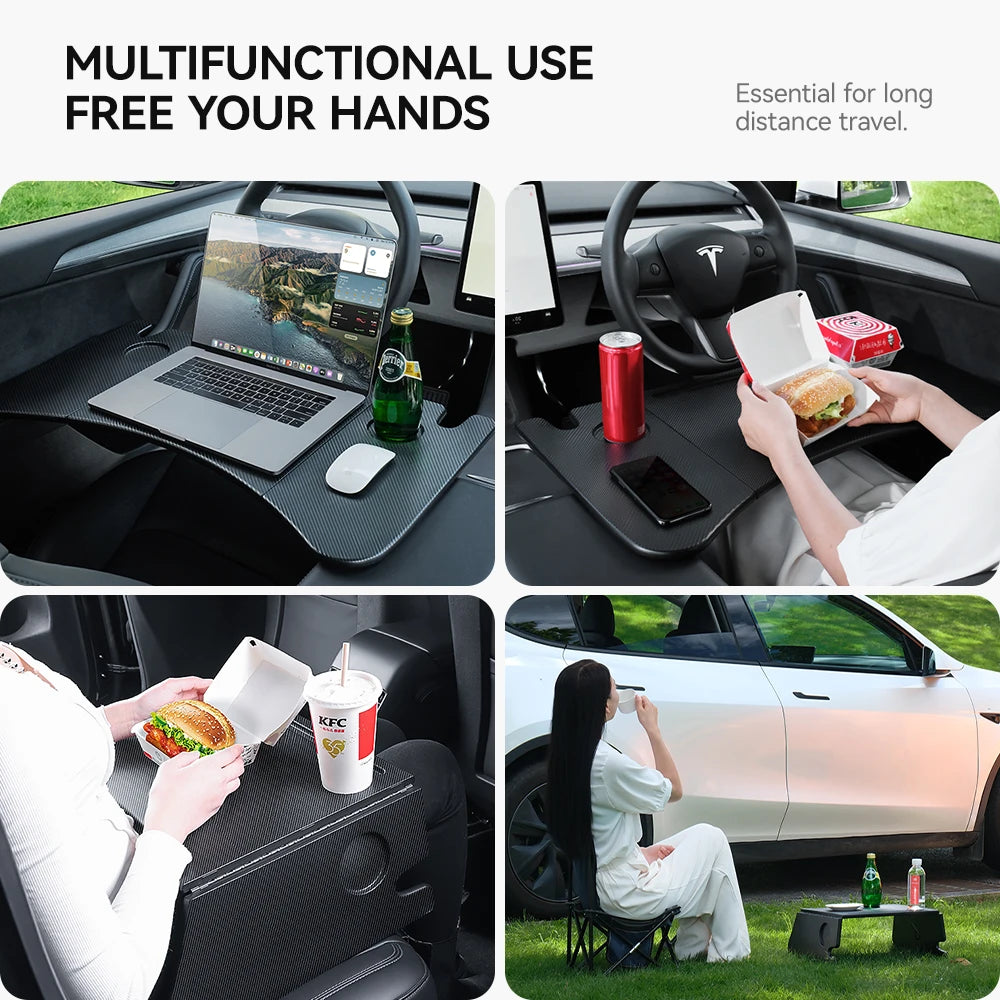 YZ Table Desk For Tesla Model 3 Y Highland Juniper 2021-2025 Car Steering Wheel Laptop Tray Food Desk Portable Office Table