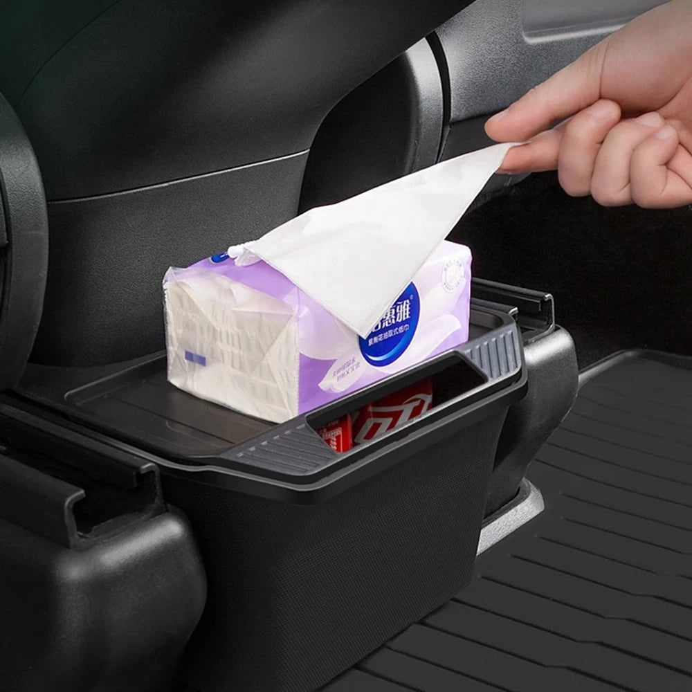 Rear Seat Storage Box for Tesla Model Y Juniper 2025-2021 Organizer Center Console Bins Backseat Trash Can Garbage Accessories