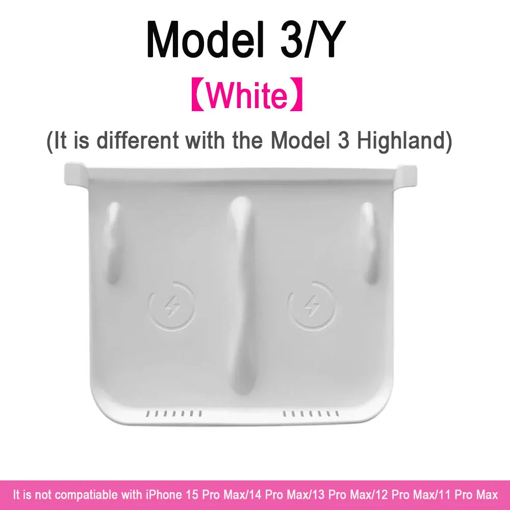 Wireless Charger Pad For Tesla Model 3 Y S X Highland 2024 2023 2022 Accessories Center Console Organizer Charging Station Mats