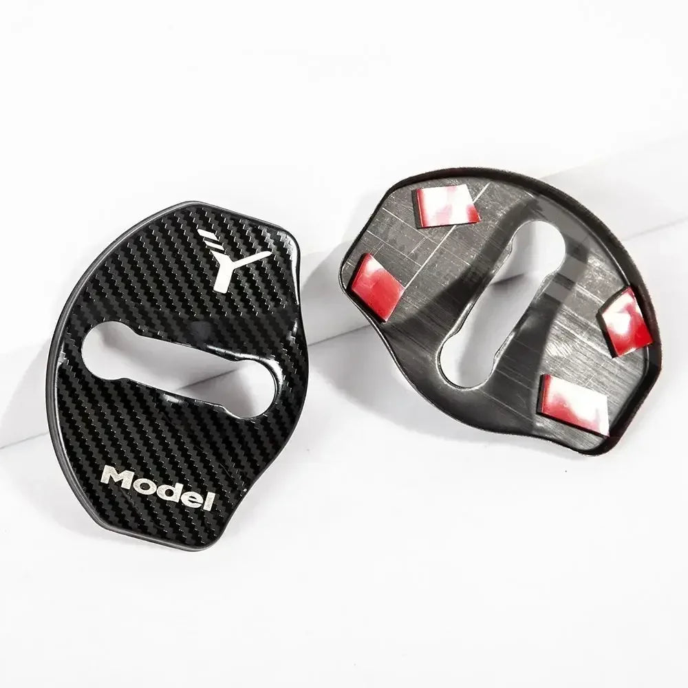 Car Door Lock Buckle Cover Door Lock For Tesla Model Y Carbon Fiber Metal  Sticker Protector Accessories Decoration