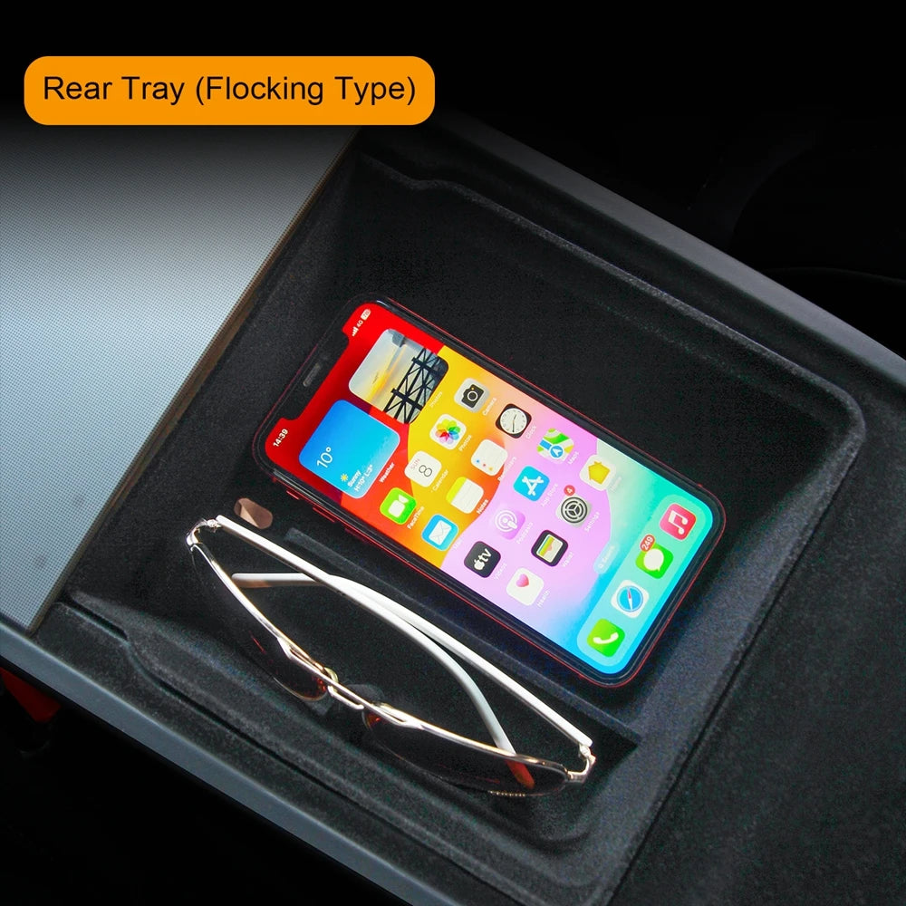 Center Console Trays for Tesla Model Y Juniper 2025 Launch Model 3 Highland Organizer Accessories Armrest Storage Box Cup Holder