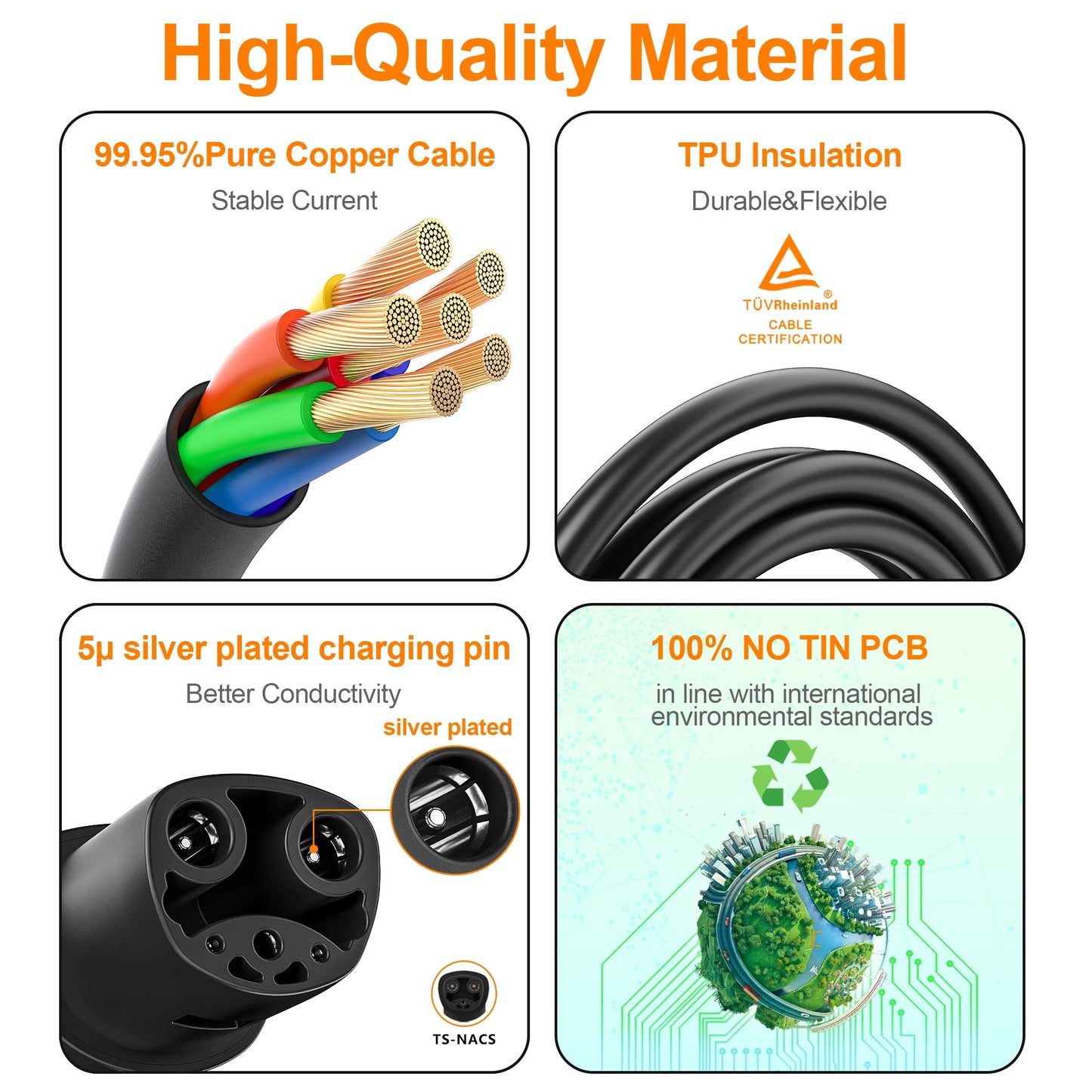 feyree Portable EV Charger 3.5KW 16A TS-NACS Charger Plug Charging Box Adjustable Current Fast Charging Compatible for Tesla Car