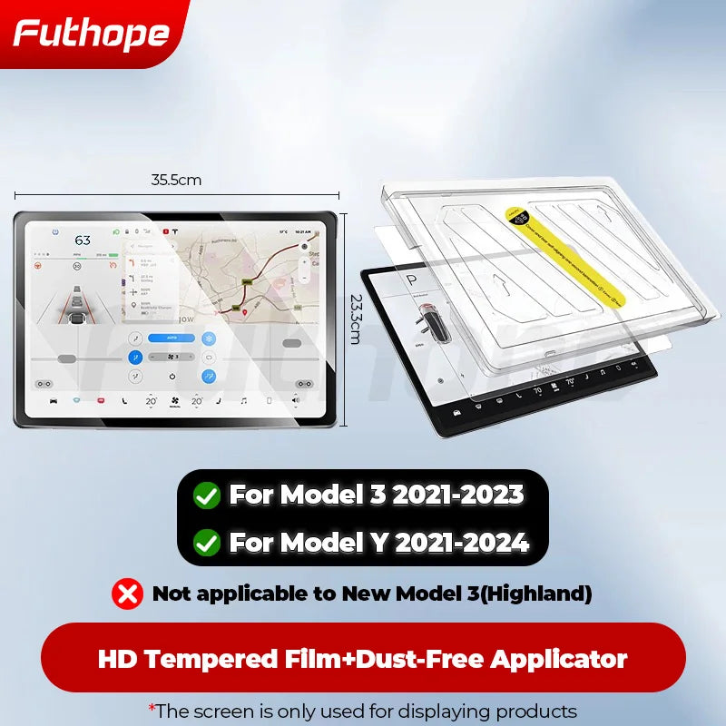 Futhope Tempered Glass Screen Protector For Tesla Highland juniper HD Center Control Film Protection