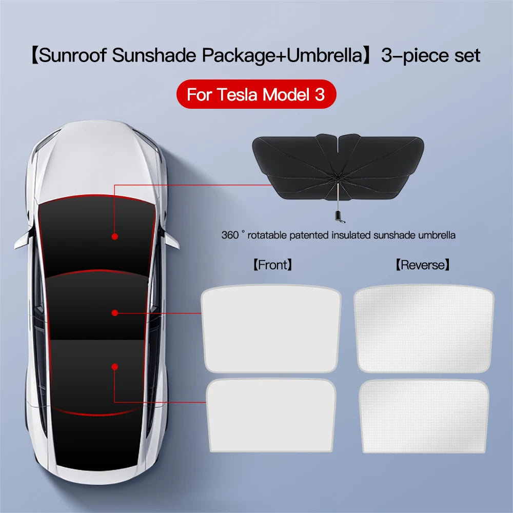 YZ For Tesla Model 3 Y Highland 2021-2024 sun visor for car Upgrade Ice Cloth Buckle Sun Shades Glass Roof Skylight Vehicle