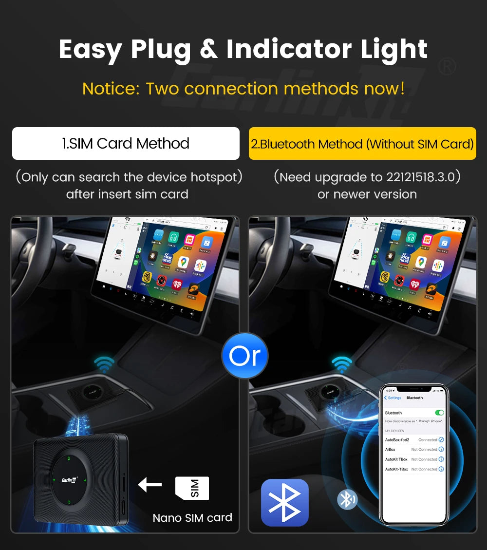 T2C Carlinkit Wireless CarPlay Adapter For Tesla Car Play Wireless Dongle for Model 3 Model Y S X Waze Spotify Android Auto