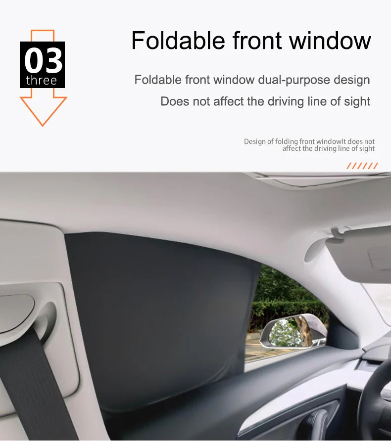 Car Sun Shade for Tesla Model 3 Y 2017-2025 Windshield Sunshade Cover Protector Front Side Window Privacy Blind Shading Kids