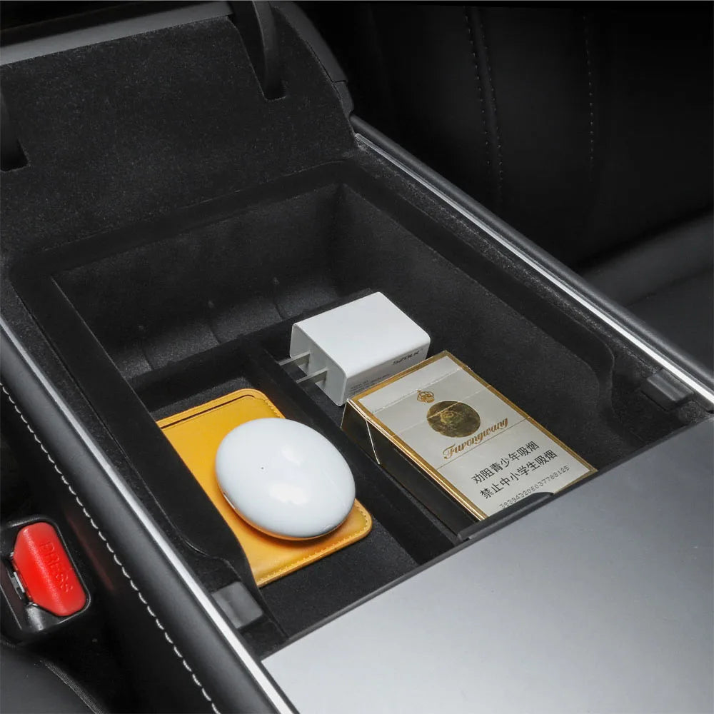 For Tesla Model 3 Highland 2025 Model Y 2021-2025 Center Armrest Hidden Storage Box Cup Holder Console Organizer Box Accessories
