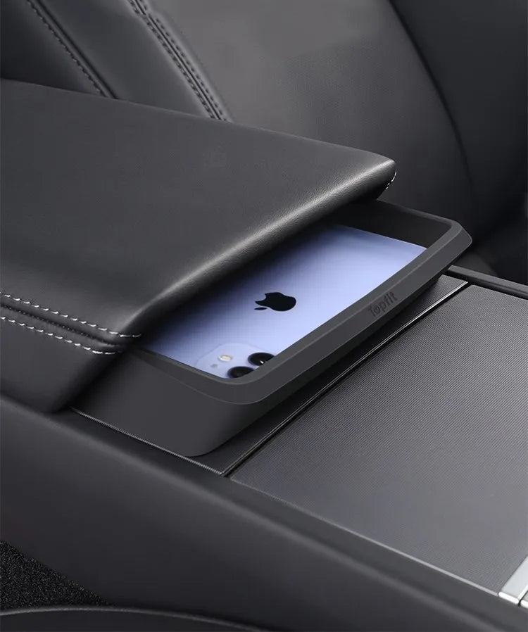 For Tesla Model 3 HIghland Armrest Glasses Storage Box For 2024 Tesla Model 3 Silicone Phone Storage Pocket