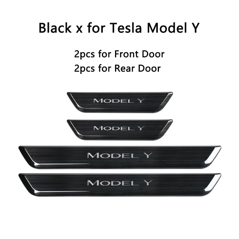 New Wireless LED illuminated Pedal Magnet Car 4xDoor Sills Protector Model Y Model 3 Door Edge Protectors For Tesla Accessories