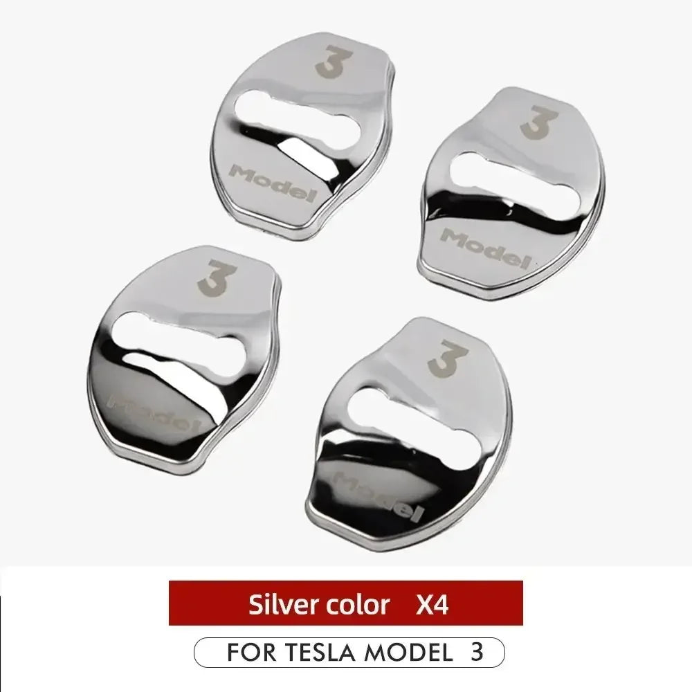 Car Door Lock Buckle Cover Door Lock For Tesla Model Y Carbon Fiber Metal  Sticker Protector Accessories Decoration