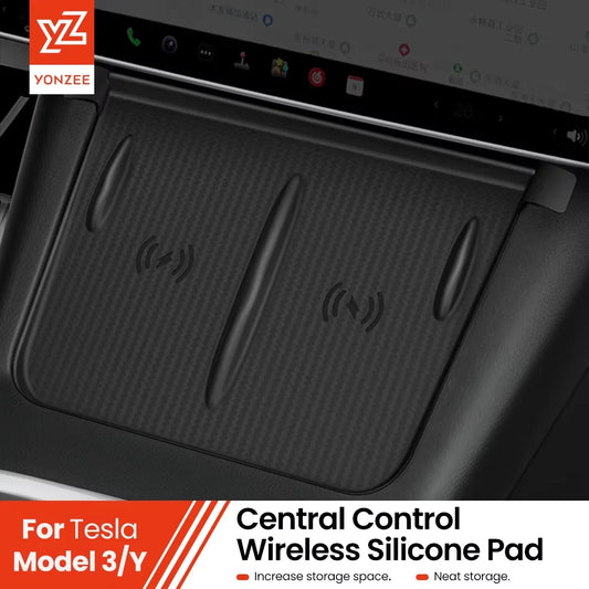 YZ For Tesla Model 3 Y Highland Juniper 2021-2025 Silicone Anti-skid Pad For Tesla Car Phone Wireless Charging Pad Accessories