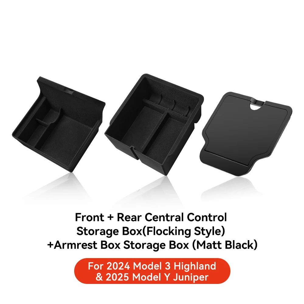 For Tesla Model 3 Highland 2025 Model Y 2021-2025 Center Armrest Hidden Storage Box Cup Holder Console Organizer Box Accessories