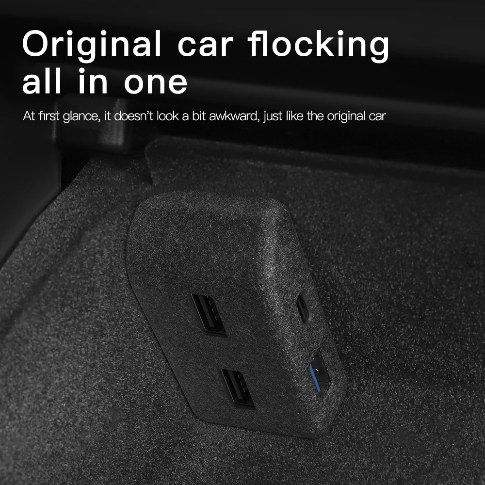 YZ For Tesla Model 3 Y Highland Juniper 2021-2025 Glove Box Flocking USB HUB Adapter Quick Charger Car Accessories