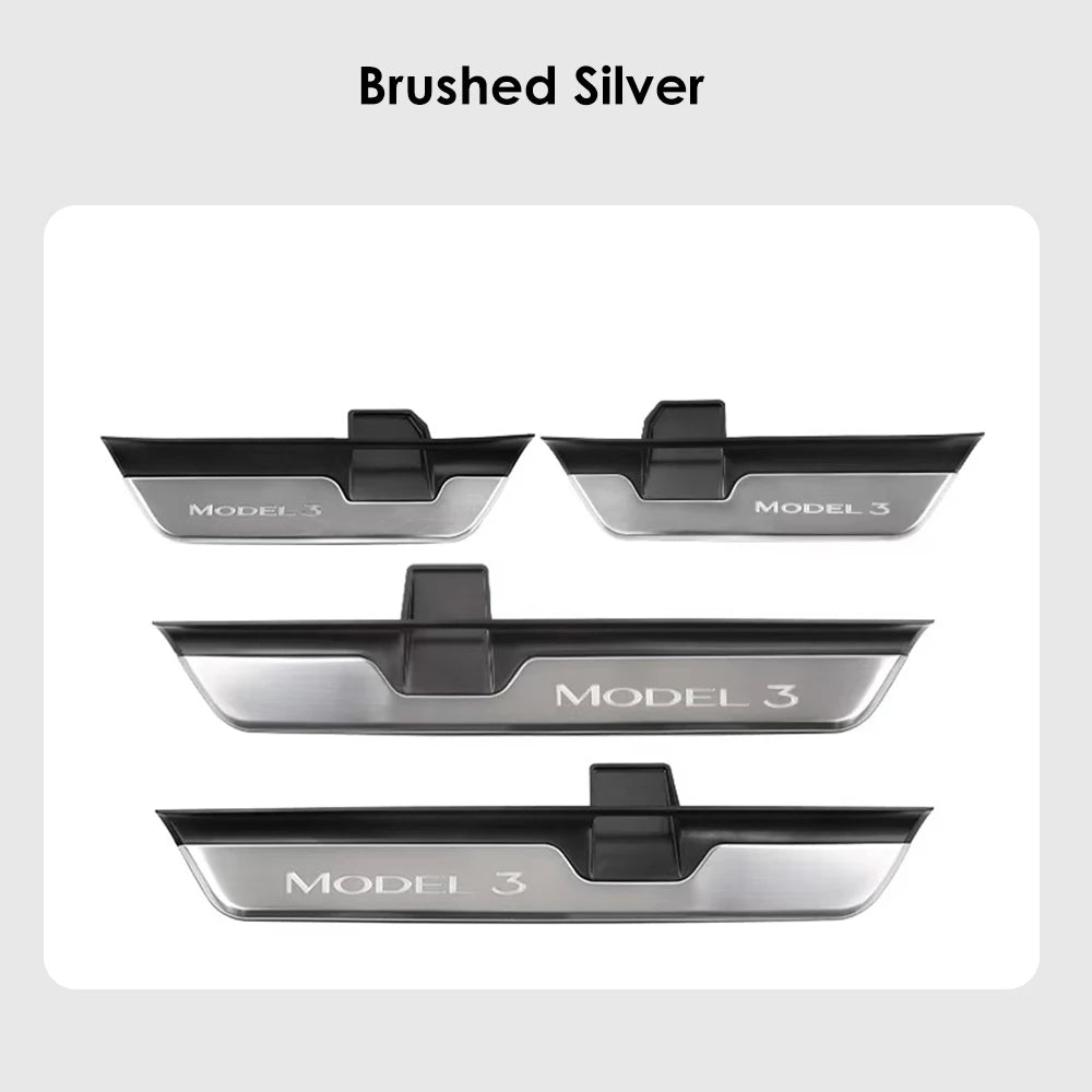 New Welcome Door Sill Protector for Model 3 Highland 4pcs Wireless LED Magnetic Illuminated Pedal Kits For Tesla Car Accessories
