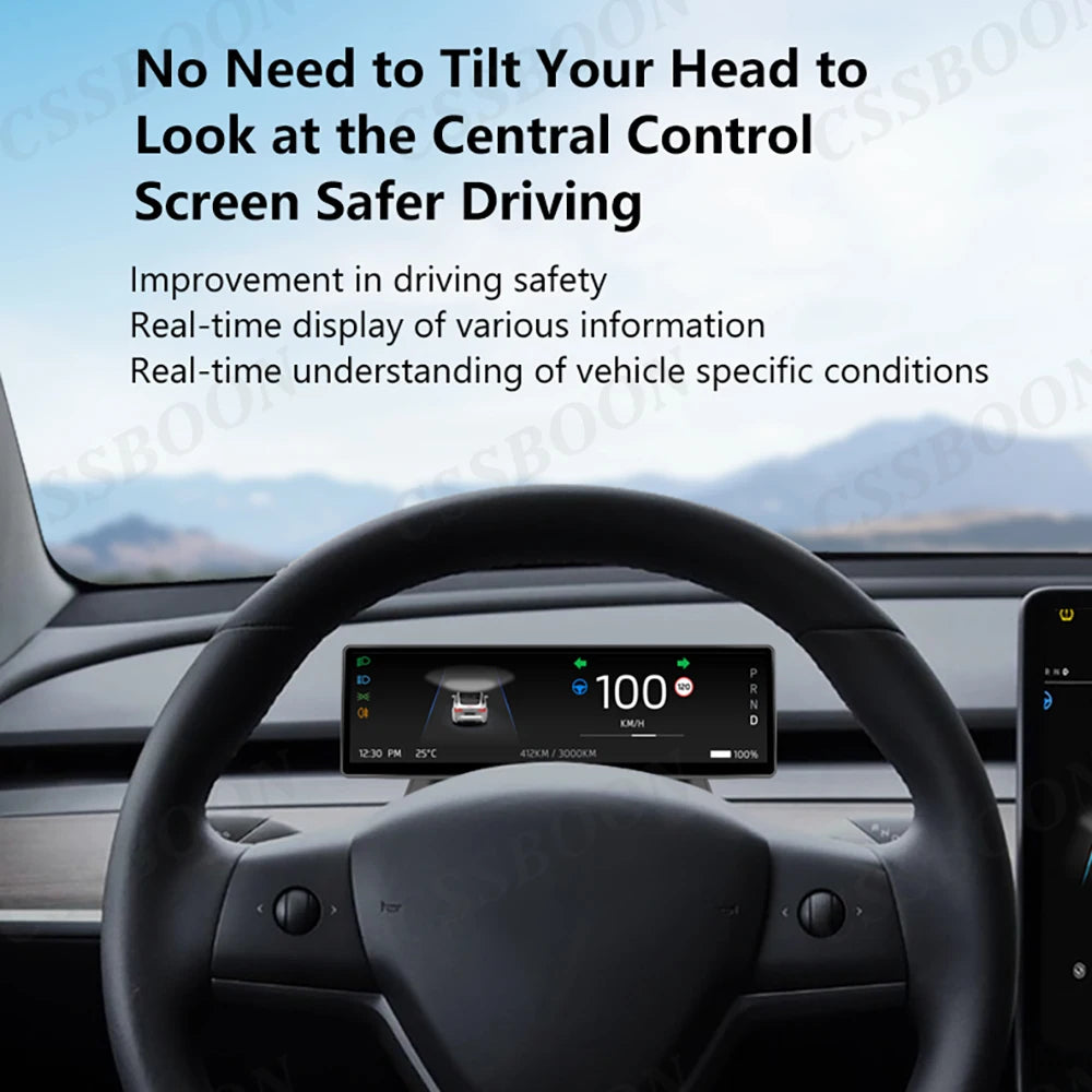 CSSBOON 8.8" Linux System Tesla Car Instrument Cluster Won't Block Airvents Dashboard Touch Display HUD for Tesla Model y/3
