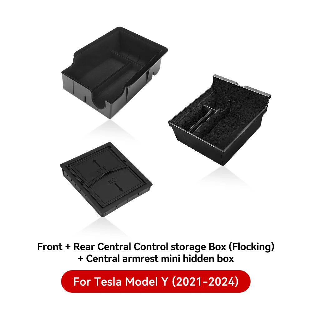 For Tesla Model 3 Highland 2025 Model Y 2021-2025 Center Armrest Hidden Storage Box Cup Holder Console Organizer Box Accessories