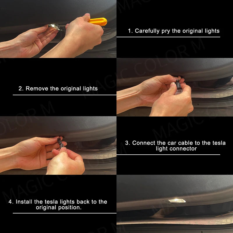 For Tesla Model 3 Y S X LED Atmosphere Foot-Well Lights Car Interior Lighting Floor Door Puddle Decorative Lamp Auto Accessories