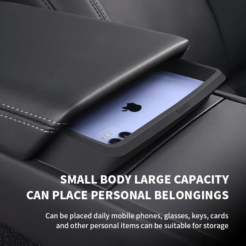 For Tesla Model 3 HIghland Armrest Glasses Storage Box For 2024 Tesla Model 3 Silicone Phone Storage Pocket
