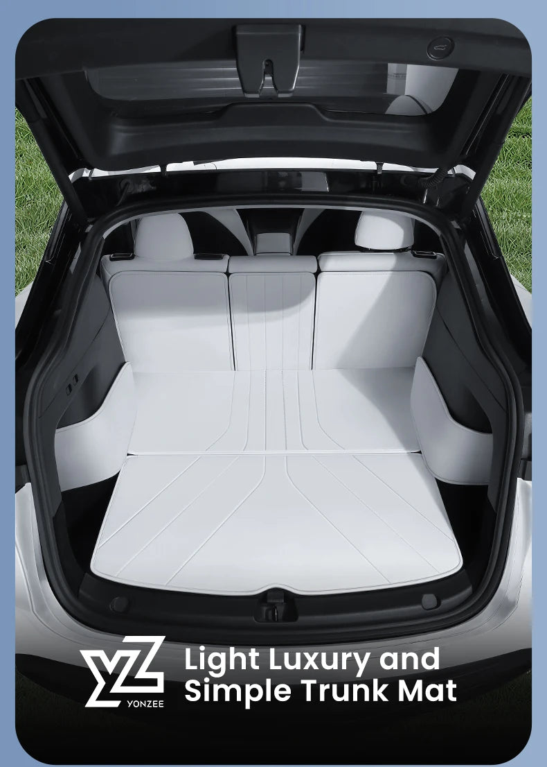 YZ For Tesla Model Y Juniper 2021-2025 Leather Trunk Mats Fully Surrounded Waterproof Non-Slip Liner Custom Floor mat