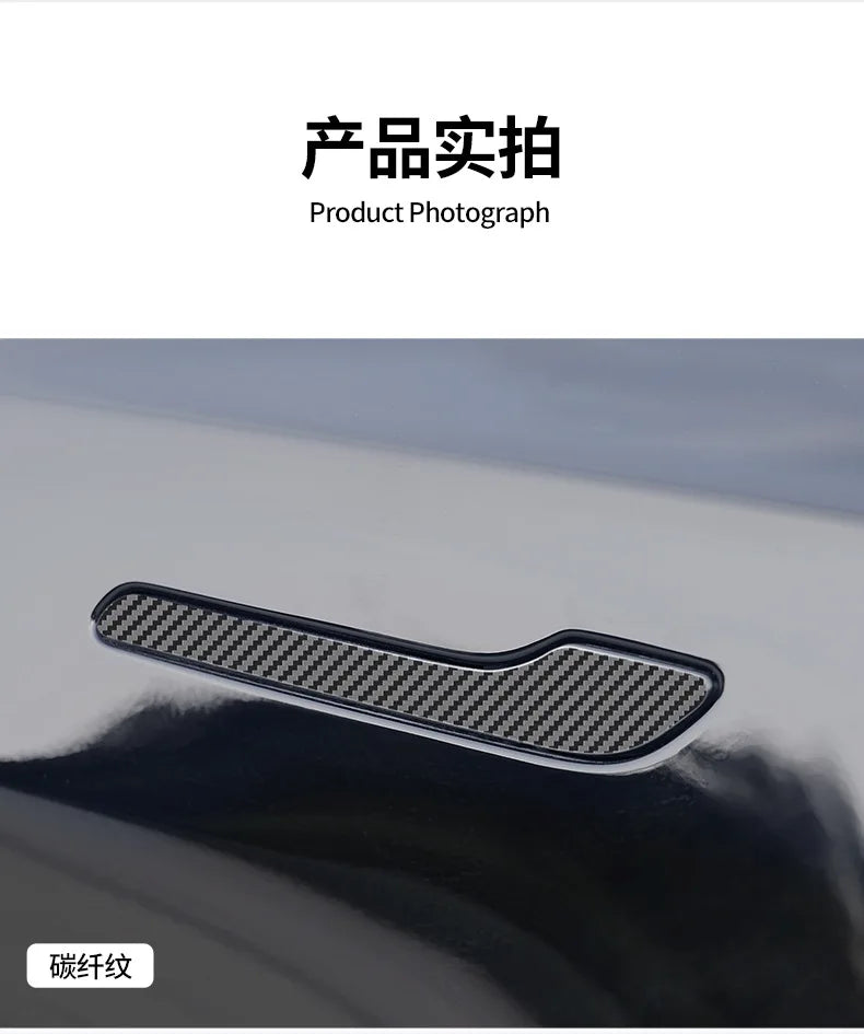 For Tesla Model 3 Y Carbon Fiber ABS Styling Premium Durable Accessories model3 2024 Car Door Handle Cover Protector Sticker