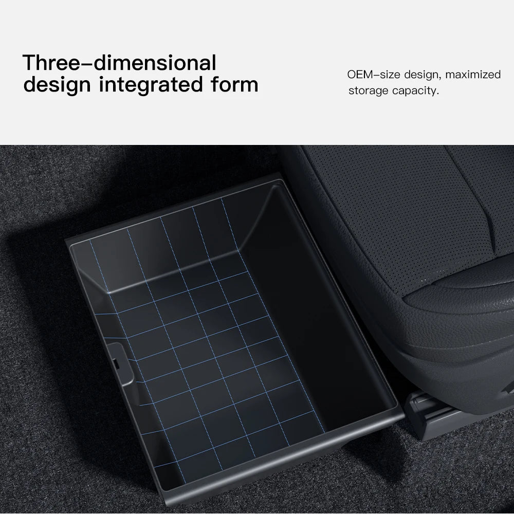 YZ For Tesla Model Y Juniper 2025 Underseat Storage Box Seats Drawer TPE Hidden Storage Tray Push Pull Car Organizer Accessories