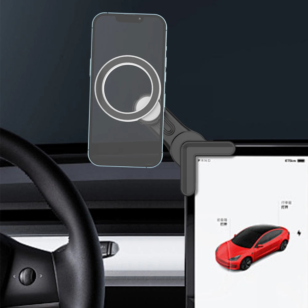 iBudim Magnetic Phone Holder for Tesla Car Display Screen Side 360 Degree Rotation Magnet Car Mount for iPhone 15 ProMax MagSafe