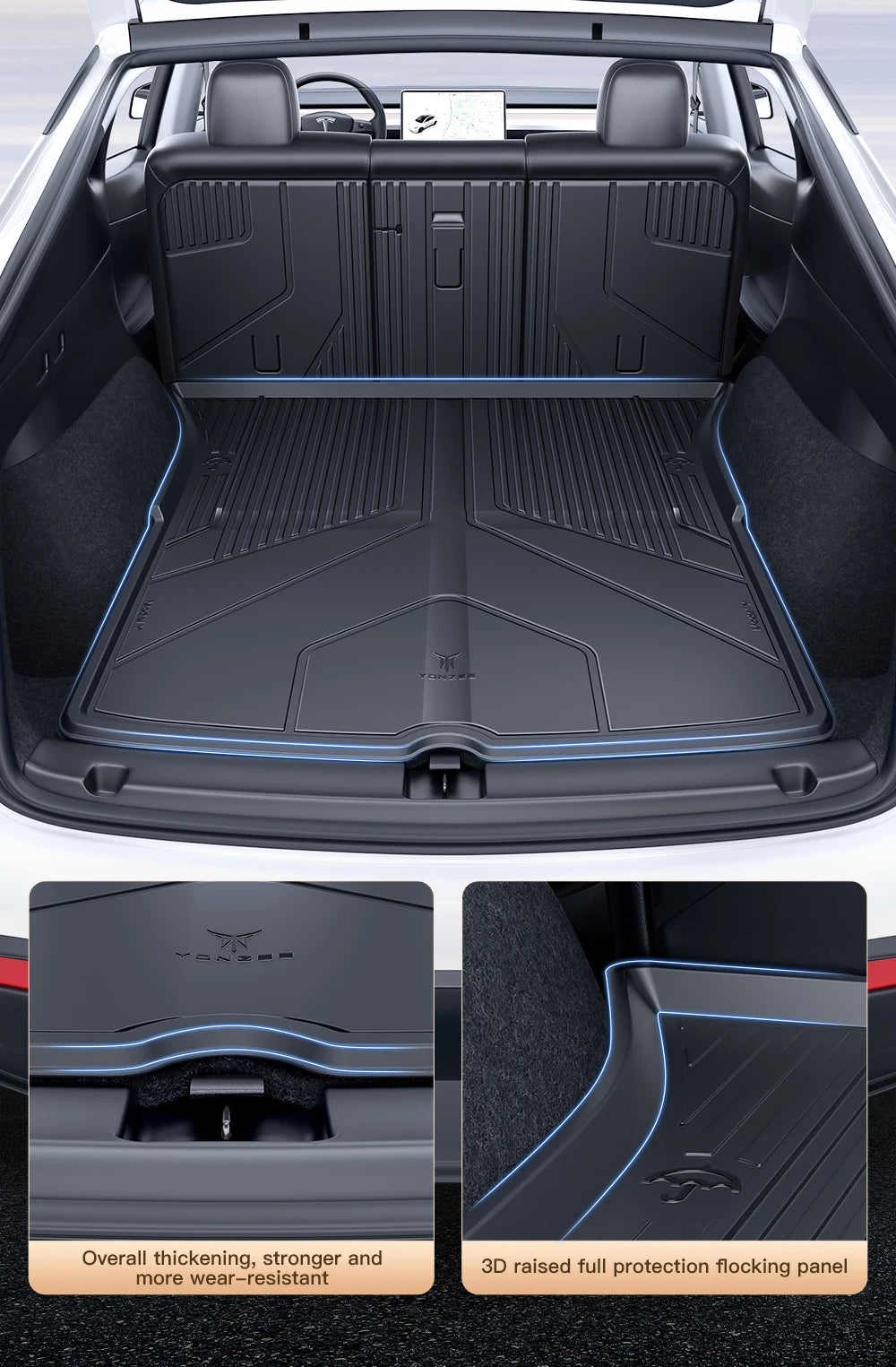 YZ For Tesla Model Y Model 3 All-Weather Waterproof TPE Seat Cover Foot Pad Trunk Mats 2021-2023 Tesla  Car Accessories