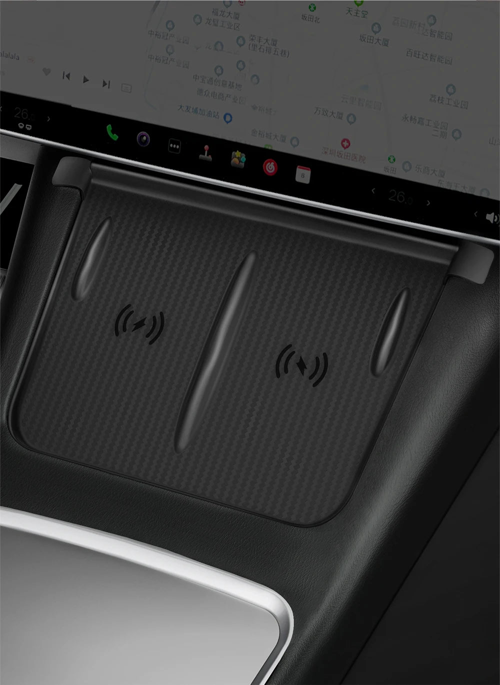 YZ For Tesla Model 3 Y Highland Juniper 2021-2025 Silicone Anti-skid Pad For Tesla Car Phone Wireless Charging Pad Accessories