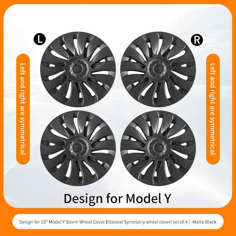 4PCS Design for TESLA Model Y 2020-2024 Vehicle Full Coverage Storm Wheel Cover Cap 19 Inches Wheel Hubcap Automobile Accessorie
